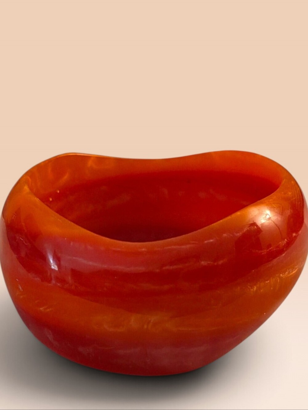 Vintage Chunky Red & Orange Swirl Wavy Lucite Bangle Bracelet - Glows Under UV